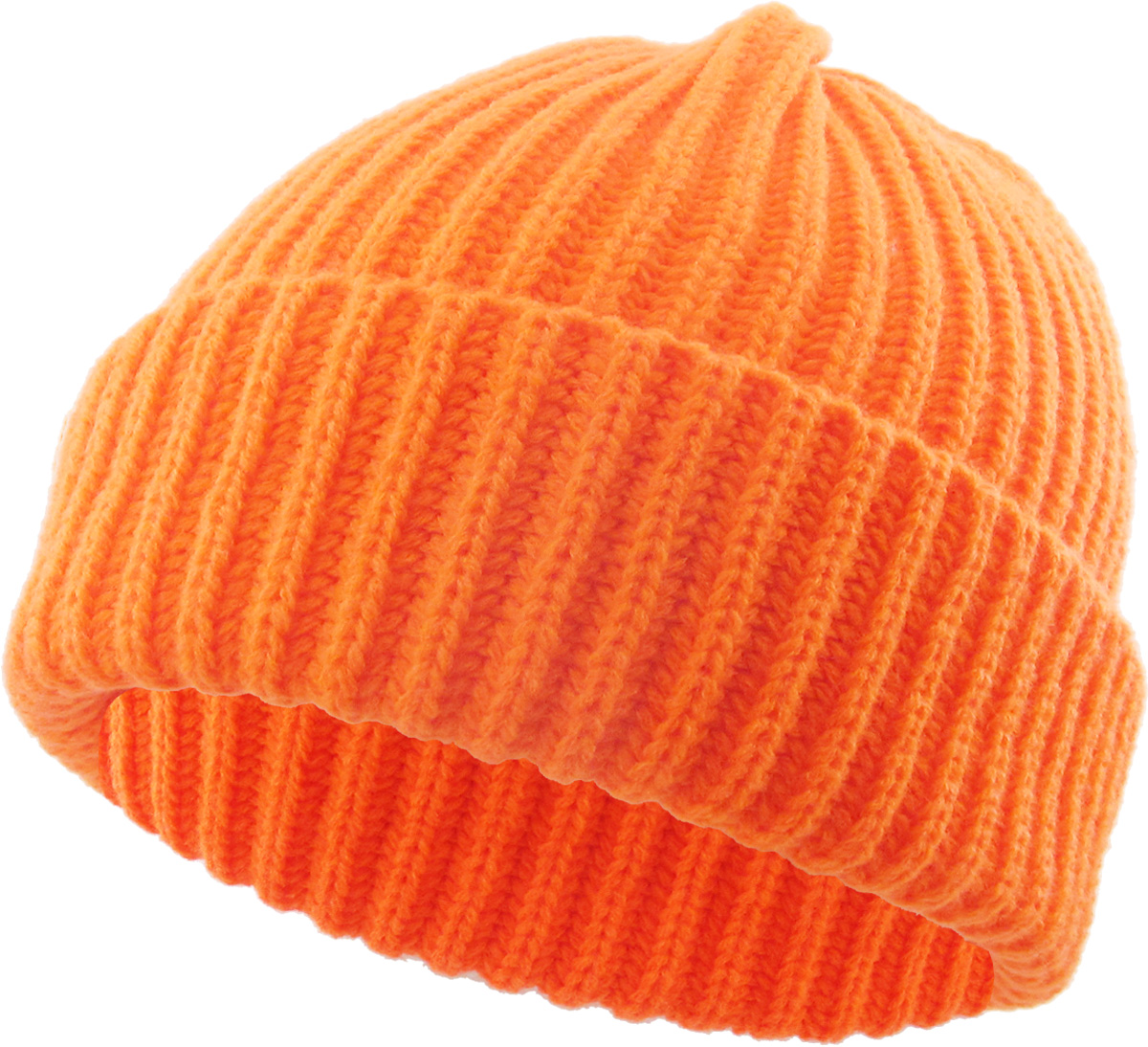 Neon Orange cuffed beanie product view